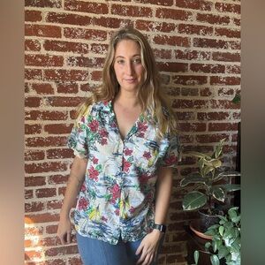 Y2K Cathy Daniels hawaiian/vacation casual button down